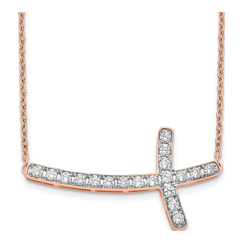 14K Rose Gold 1/2 ct tw Lab-Grown Diamond Sideways Cross Necklace