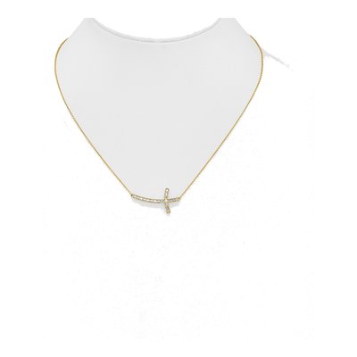 14K Yellow Gold 1/2 ct tw Diamond Sideways Cross Pendant Necklace – view 4