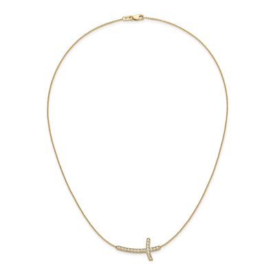 14K Yellow Gold 1/2 ct tw Diamond Sideways Cross Pendant Necklace – view 5