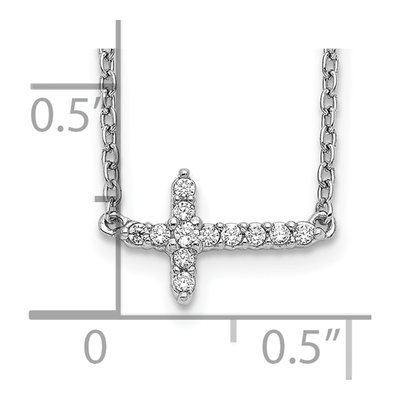 10K White Gold 1/10 ct tw Diamond Sideways Cross Pendant Necklace – view 3