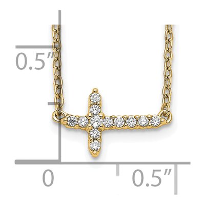 10K Yellow Gold 1/10 ct tw Diamond Sideways Cross Pendant Necklace – view 3
