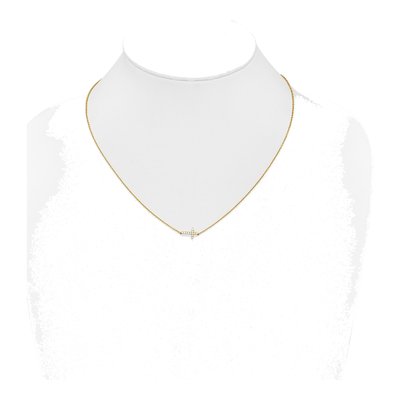 10K Yellow Gold 1/10 ct tw Diamond Sideways Cross Pendant Necklace – view 4