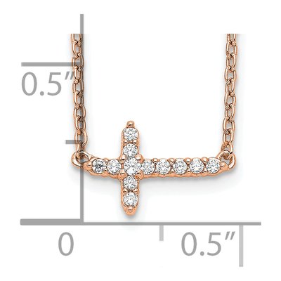 14K Rose Gold 1/10 ct tw Diamond Sideways Cross Necklace – view 3
