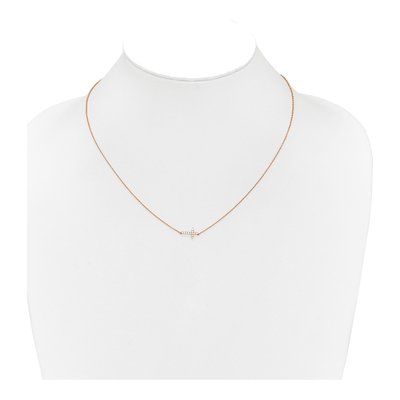 14K Rose Gold 1/10 ct tw Diamond Sideways Cross Necklace – view 4
