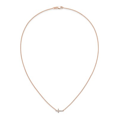 14K Rose Gold 1/10 ct tw Diamond Sideways Cross Necklace – view 5