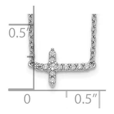 14K White Gold Diamond Sideways Cross Necklace 18" – view 4