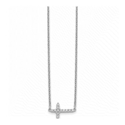 10K White Gold 1/6 ct tw Diamond Sideways Cross Pendant Necklace – view 2