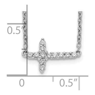 10K White Gold 1/6 ct tw Diamond Sideways Cross Pendant Necklace – view 3