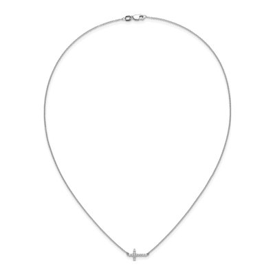 10K White Gold 1/6 ct tw Diamond Sideways Cross Pendant Necklace – view 5