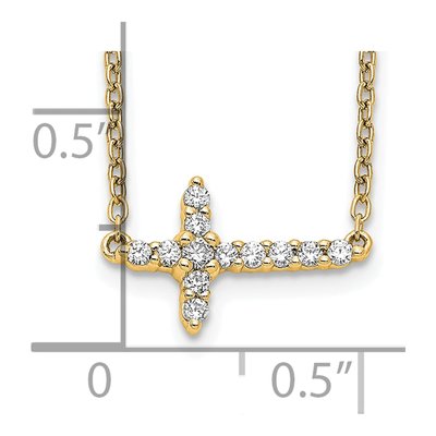 10K Yellow Gold 1/6 ct tw Diamond Sideways Cross Pendant Necklace – view 3