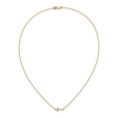 10K Yellow Gold 1/6 ct tw Diamond Sideways Cross Pendant Necklace – view 5