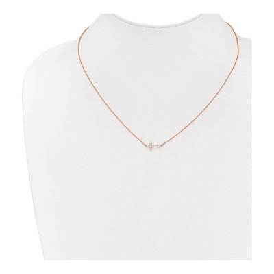14K Rose Gold 1/6 ct tw Diamond Sideways Cross Necklace – view 3