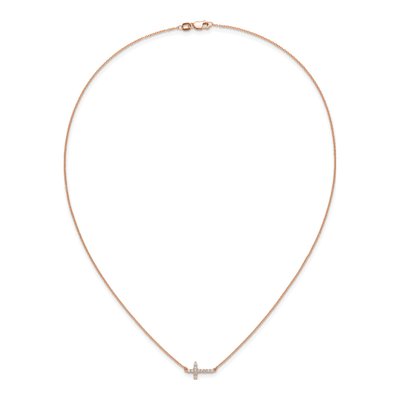 14K Rose Gold 1/6 ct tw Diamond Sideways Cross Necklace – view 4