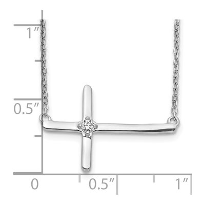10K White Gold 1/20 ct tw Diamond Sideways Cross Pendant Necklace – view 3