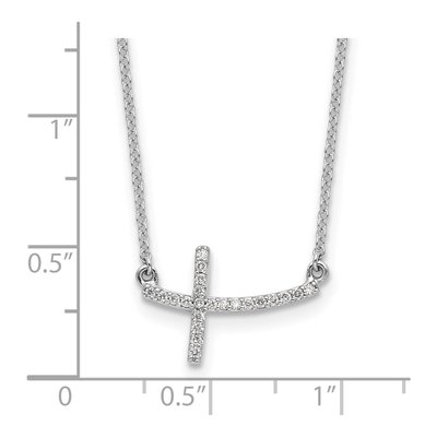 10K White Gold 1/10 ct tw Diamond Sideways Cross Pendant Necklace – view 4