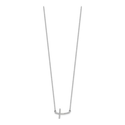 14K White Gold 1/10 ct tw Diamond Sideways Cross Pendant Necklace – view 3