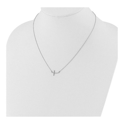 14K White Gold 1/10 ct tw Diamond Sideways Cross Pendant Necklace – view 5