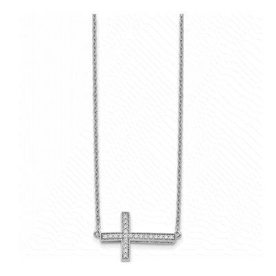 14K White Gold 1/6 ct tw Diamond Sideways Cross Pendant Necklace – view 3