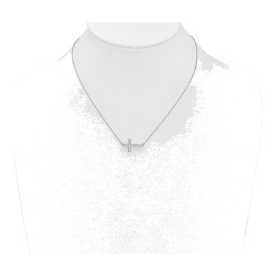 14K White Gold 1/6 ct tw Diamond Sideways Cross Pendant Necklace – view 4