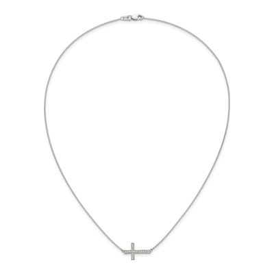 14K White Gold 1/6 ct tw Diamond Sideways Cross Pendant Necklace – view 5