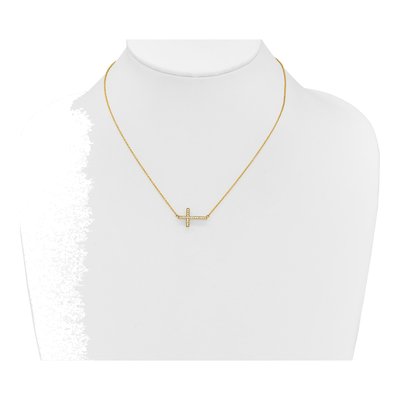 14K Yellow Gold 1/6 ct tw Diamond Sideways Cross Pendant Necklace – view 4