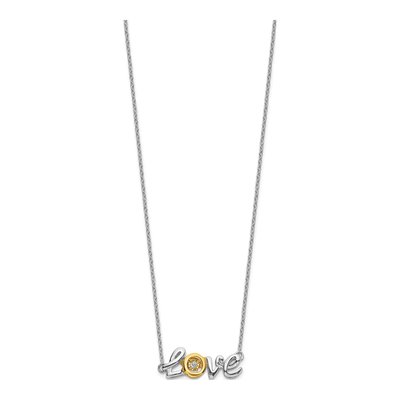 14K Two-Tone Gold Diamond LOVE Pendant Necklace – view 3