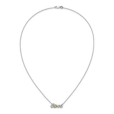 14K Two-Tone Gold Diamond LOVE Pendant Necklace – view 5