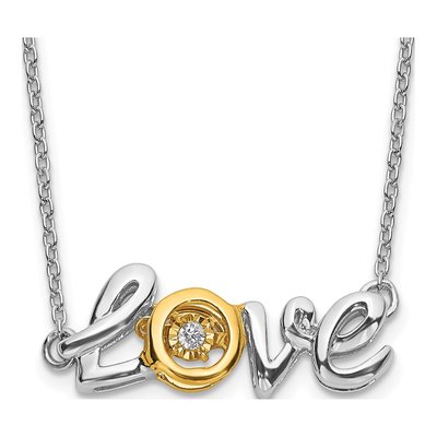 14K Two-Tone Gold Diamond LOVE Pendant Necklace