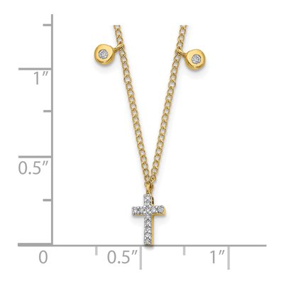 10K Yellow Gold 1/20 ct tw Diamond Mini Cross Pendant Necklace – view 3