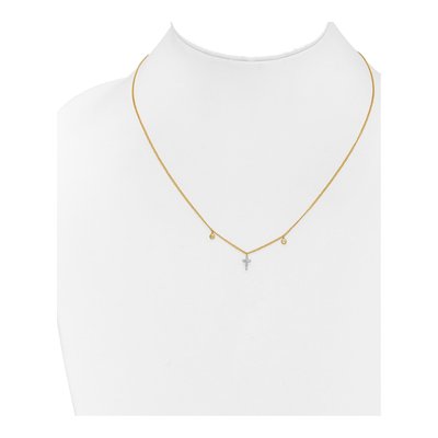10K Yellow Gold 1/20 ct tw Diamond Mini Cross Pendant Necklace – view 4