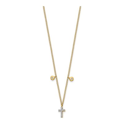 14K Yellow Gold 1/20 ct tw Diamond Cross Pendant Necklace – view 3