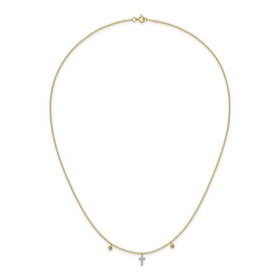 14K Yellow Gold 1/20 ct tw Diamond Cross Pendant Necklace – view 5