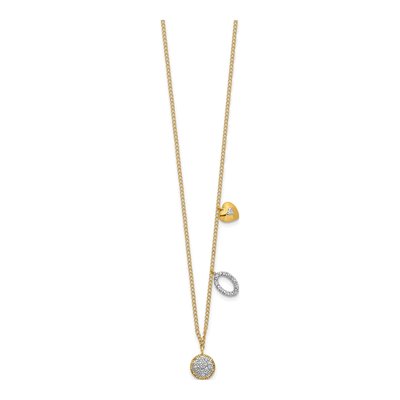 14K Yellow Gold 1/10 ct tw Diamond Two Circle Heart Pendant Necklace – view 3