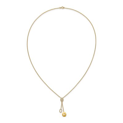 14K Yellow Gold 1/10 ct tw Diamond Circle Dangle Y-Necklace – view 4