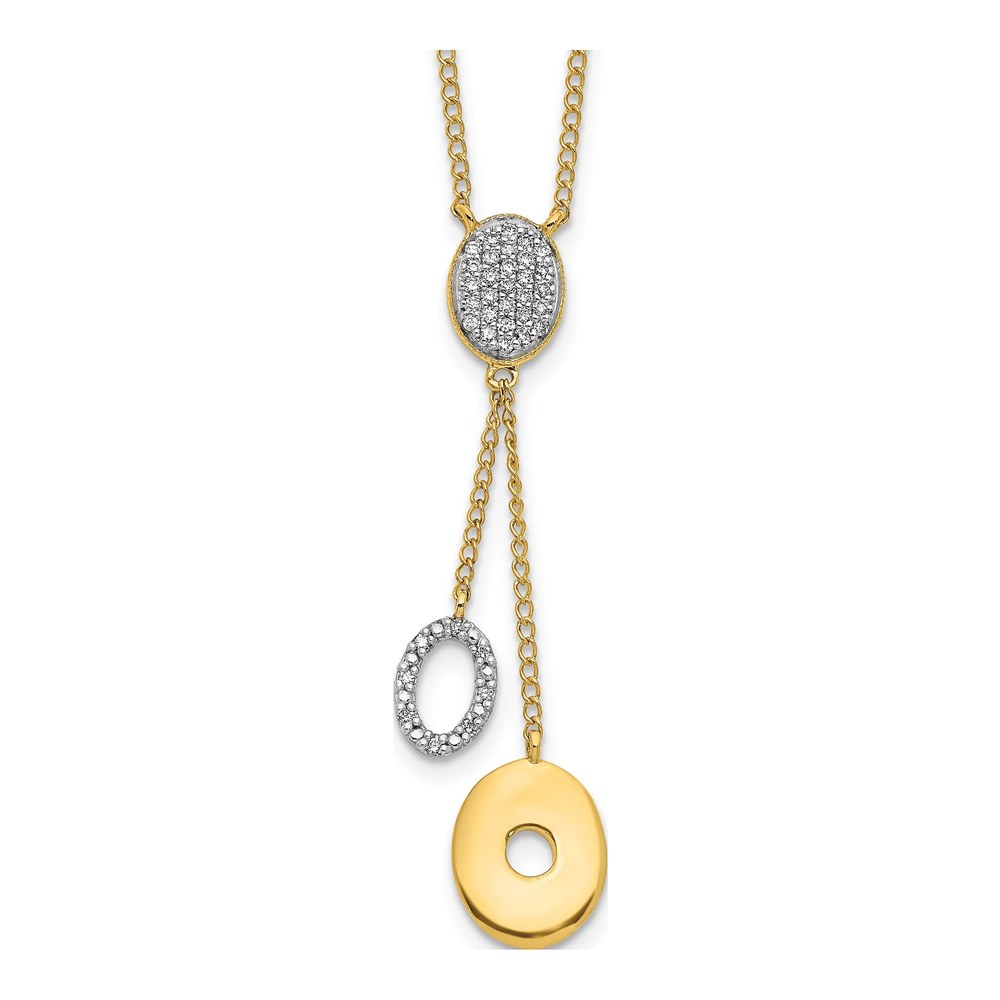 14K Yellow Gold 1/10 ct tw Diamond Circle Dangle Y-Necklace