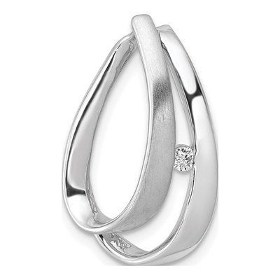 14K White Gold 1/20 ct tw Diamond Double Teardrop Slide Pendant