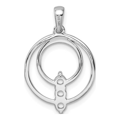 14K White Gold Three-Stone Circle Pendant Mounting – view 4