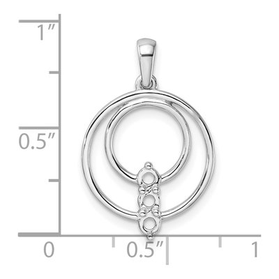 14K White Gold Three-Stone Circle Pendant Mounting – view 5