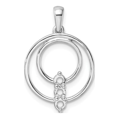 14K White Gold Three-Stone Circle Pendant Mounting