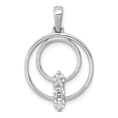14K White Gold 1/4 ct tw Diamond Three-Stone Circle Pendant