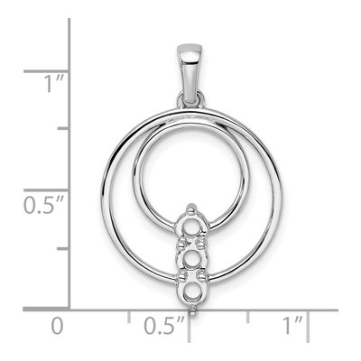 14K White Gold Three-Stone Circle Pendant Mounting – view 4