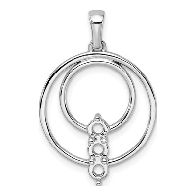 14K White Gold Three-Stone Circle Pendant Mounting