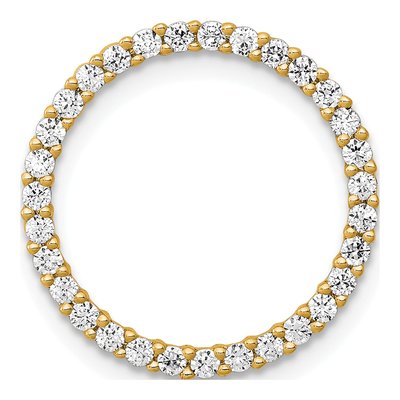 14K Yellow Gold 3/8 ct tw Diamond Circle Slide Pendant