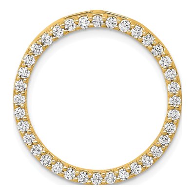 14K Yellow Gold 3/4 ct tw Diamond Circle Slide Pendant