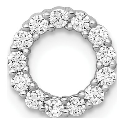 14K White Gold 1/4 ct tw Diamond Circle Slide Pendant