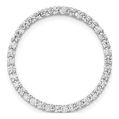 14K White Gold 3/4 ct tw Diamond Circle Slide Pendant
