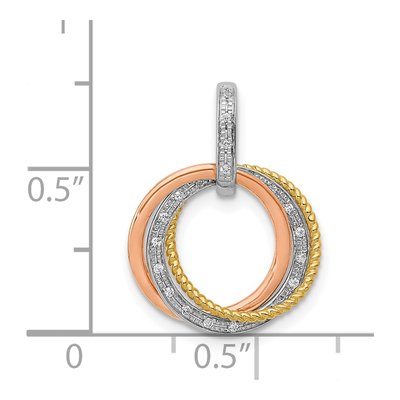 14K Tri-Color Gold 1/20 ct tw Diamond Three Circles Pendant – view 5