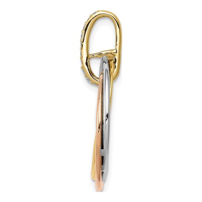 14K Tri-Color Gold 1/10 ct tw Diamond Circles Pendant – view 3