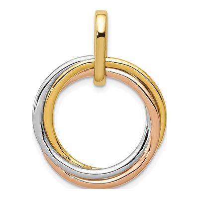 14K Tri-Color Gold 1/10 ct tw Diamond Circles Pendant – view 4