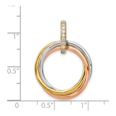 14K Tri-Color Gold 1/10 ct tw Diamond Circles Pendant – view 5